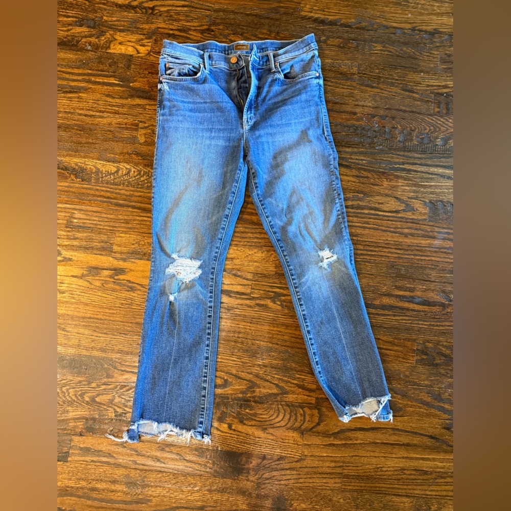 Mother the insider crop step chew jeans